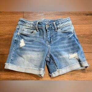 Hippie Girl MIDI Distressed Denim Shorts Size 12 Girls